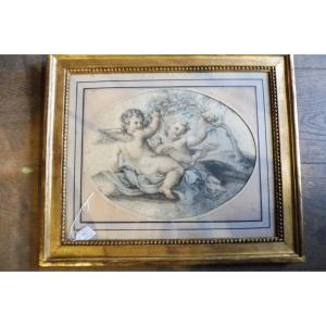 18th Century Color Drawing In Its Louis XVI Frame