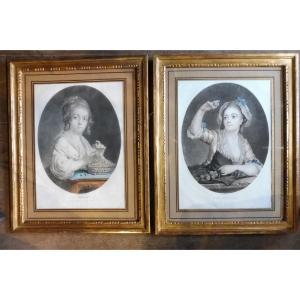Pair Of 18th Century Engravings In Their Louis XVI Frames