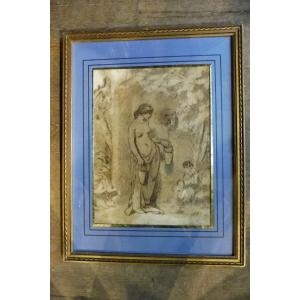 19th Century Wash Drawing "the Source"