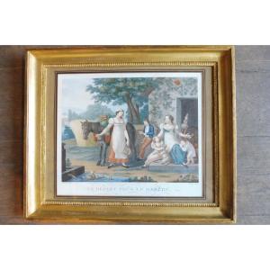 19th Century Color Engraving 'departure For The Market'