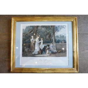 Color Engraving After Jb Mallet " The Prayer"