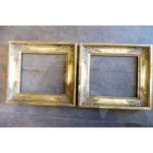 Pair Of Small Restoration Frames In Gilded Stucco 