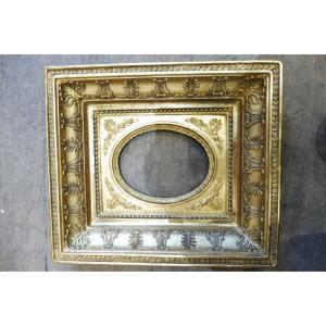 Empire Gilded Stucco Oval View Frame 