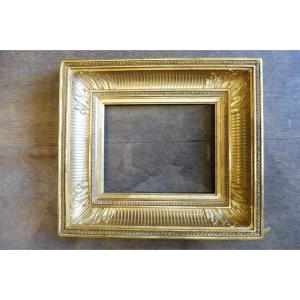 Rectangular Frame With Channels In Golden Stucco 19th Century
