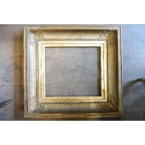 Rectangular Frame With Channels In Golden Stucco 19th Century