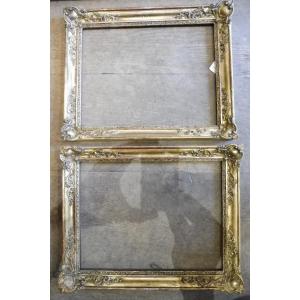 Pair Of Louis Philippe Rectangular Gilded Stucco Frames