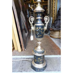 Painted Sheet Metal Lamp Base, Early 19th Century