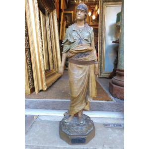 Polychrome Terracotta Sculpture Signed Goldscheider "judith"