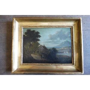 Hsp From The French School Around 1830 "animated Landscape With River" 