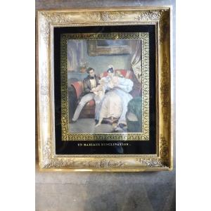 Early 19 Century   Color Engraving In Its Verre églomisé Frame  
