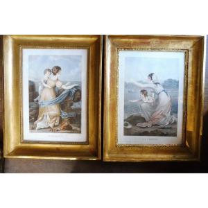 Pair Of Early 19th Century Color Engravings In Their Frames 