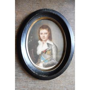 Colored Oval Engraving Depicting The Delphin  , Louis  17