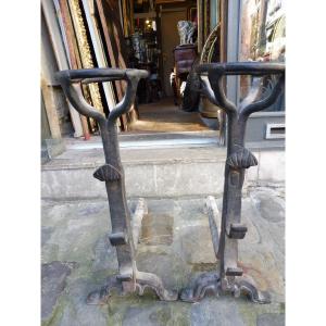 Pair Of 17th Century Wrought Iron Andiers 