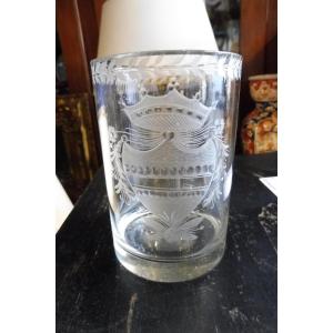 Glass Goblet Engraved With Coat Of Arms, Italy 18th Century