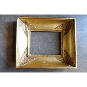 Rectangular Frame In Gilded Stucco, 19th Century