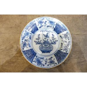18th Century Delft Earthenware Plate With Blue Monochrome Decoration