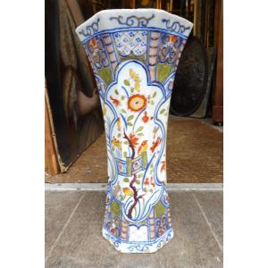 19th Century Delft Earthenware Cornet Vase