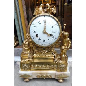 Louis XVI Gilt Bronze Clock "the Blacksmith's Apprentice"