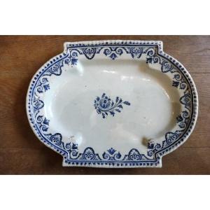 18th Century Rouen Earthenware Dish With Lambrequin Decoration 