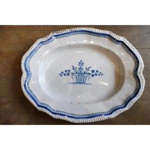 Oval Earthenware Dish From Forges Au Panier, Black Base  