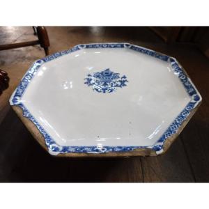 Footed Dish Or Tray In Rouen Earthenware Circa 1700