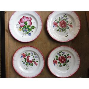 Set Of Four 19th Century Eastern Earthenware Plates 