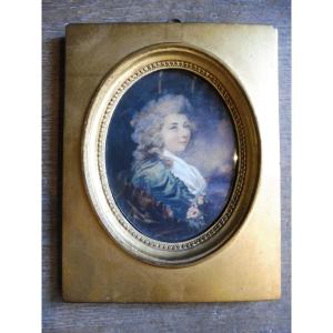 Miniature Gouache On Paper Signed "portrait Of A Lady In An Oval"