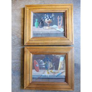 Pair Of Gouaches On Paper In The Style Of Lelong, 19th Century