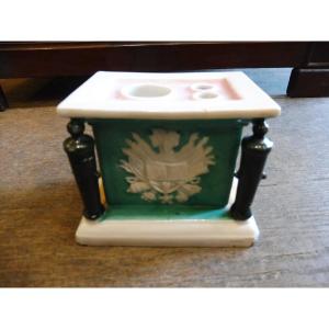 Empire Paris Porcelain Inkwell In The Shape Of A Cenotaph