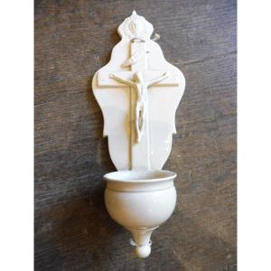 Holy Water Font In Fine Earthenware From Forges, 19th Century