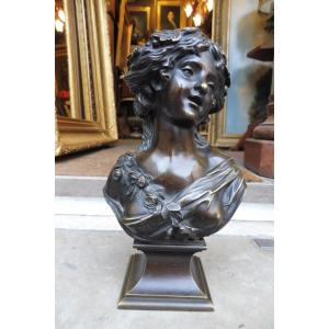 19th Century Bronze Bust Of A Young Woman After Clodion