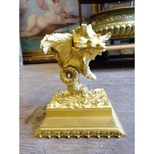 Charles X Gilt Bronze Inkwell