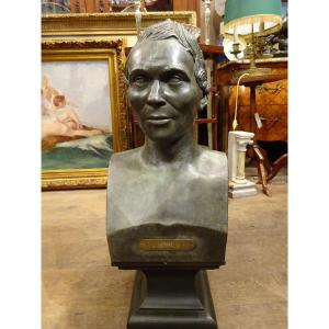 Bronze Patinated Plaster Bust "antique Man's Bust" 
