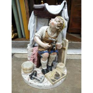 Lunéville Earthenware Group After Cyfflé "the Cobbler" 19th Century