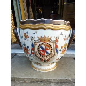 Samson à Paris Porcelain Planter With Heraldic Decoration