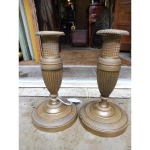 Pair Of Charles X Chiseled Bronze Torches