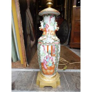 19th Century Bronze-mounted Canton Porcelain Lamp Base