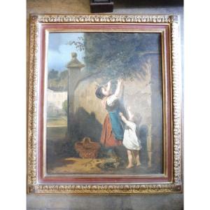 Oil On Canvas From The 19th Century French School "pilferage Near The Castle"