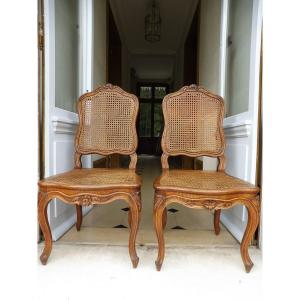 Pair Of Louis XV Caned Chairs 