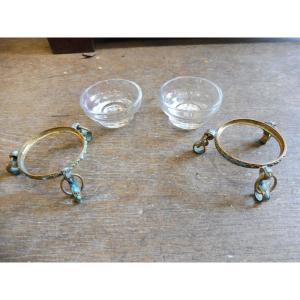Pair Of Crystal Salt Cellars With The Moniker Of Napoleon III  