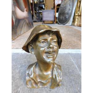 Bronze Sculpture 1900, "bust Of A Child"  