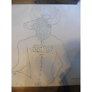 Felt-tip Pen Drawing By Ernest Salvado "the Minotaur"