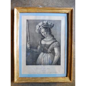 19th Century Engraving "joan Of Arc"