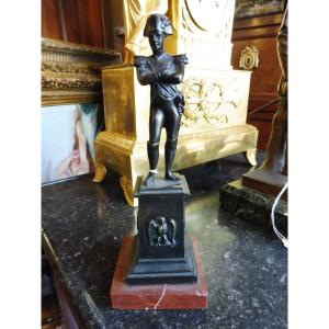 Bronze Statuette "napoleon" On Marble Base, 19th Century