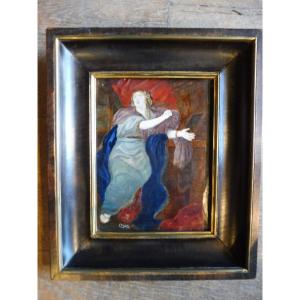 Gouache On Vellum, 17th Century, After Lebrun "repentant Madeleine"