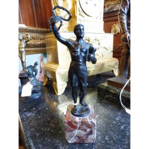 19th Century Bronze Sculpture "the Athlete"  