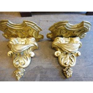 Pair Of 19th Century Gilded Wood Wall Consoles 