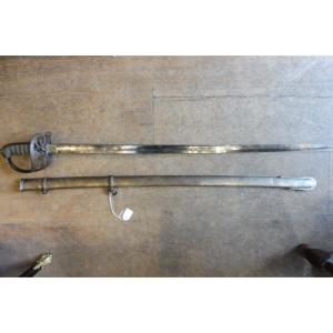 19th Century English Steel Saber With Its Scabbard  