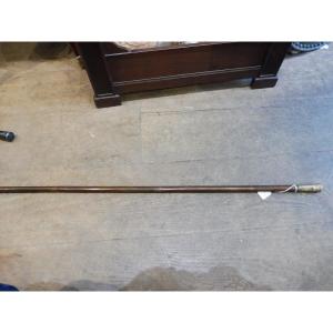 Cane With Engraved And Gilded Steel Knob, Toledo 19th Century