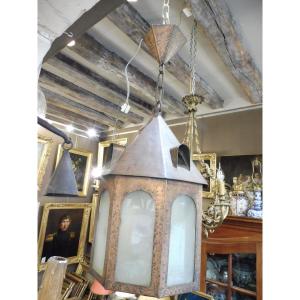 Hexagonal Red Copper Lantern 1900